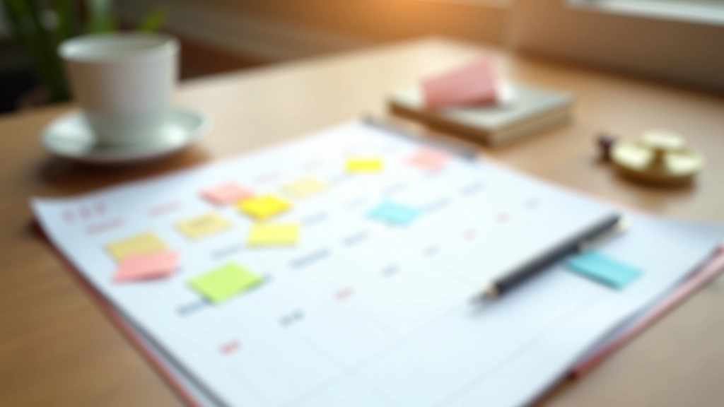 Calendario del mese di marzo con note adesive colorate che segnano i giorni di pubblicazione pianificati